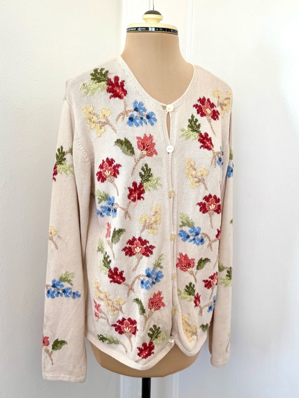 VTG 80s 90s Cottagecore Coquette Floral Embroidered Cardigan size M - Picture 5 of 16